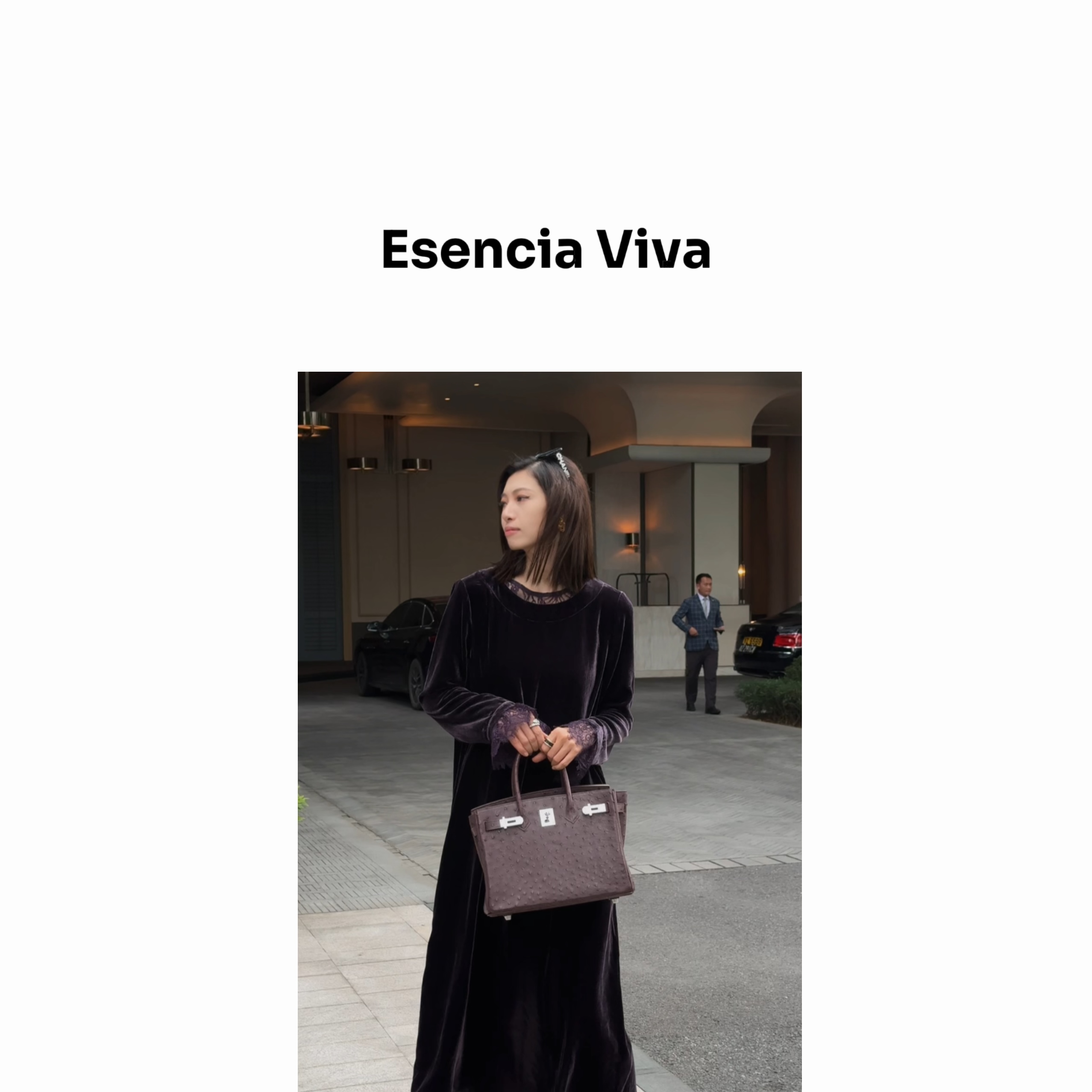 Esencia Viva.【紫色韵味】100%桑蚕丝紫色蕾丝百搭连衣裙EVQZ0256