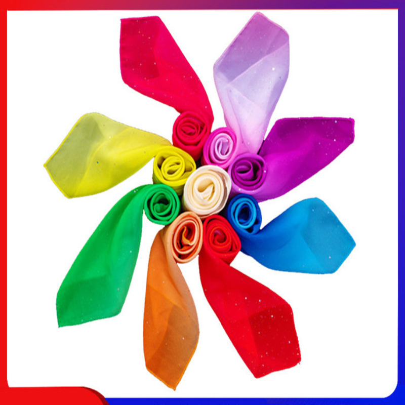 舞蹈丝巾纱巾手绢花表演考级道具跳舞手帕红秧歌胶州正方形小方巾