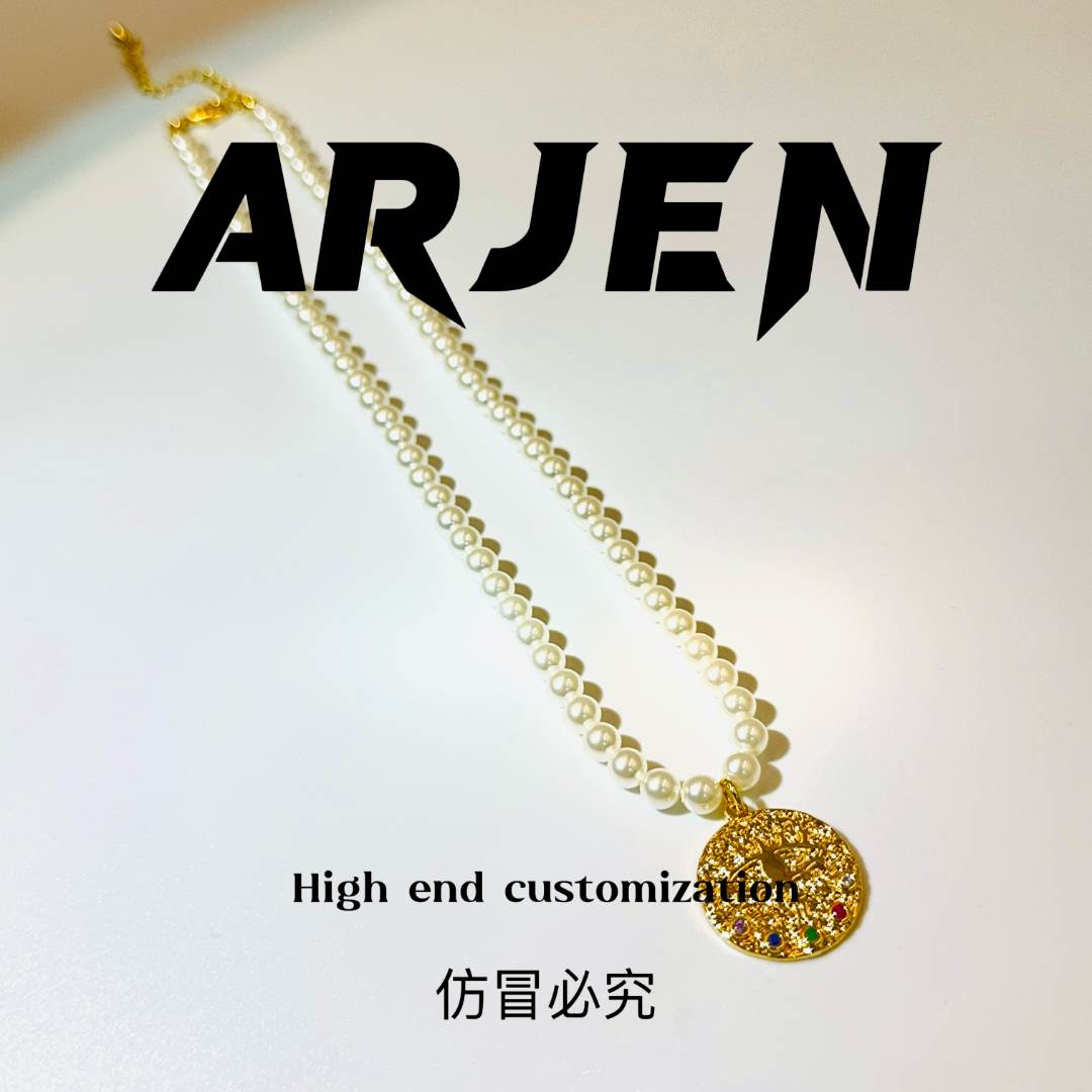 铜合金项链 【门店2530】白色珠珠圆饼吊坠项链轻奢百搭时尚甜美A61