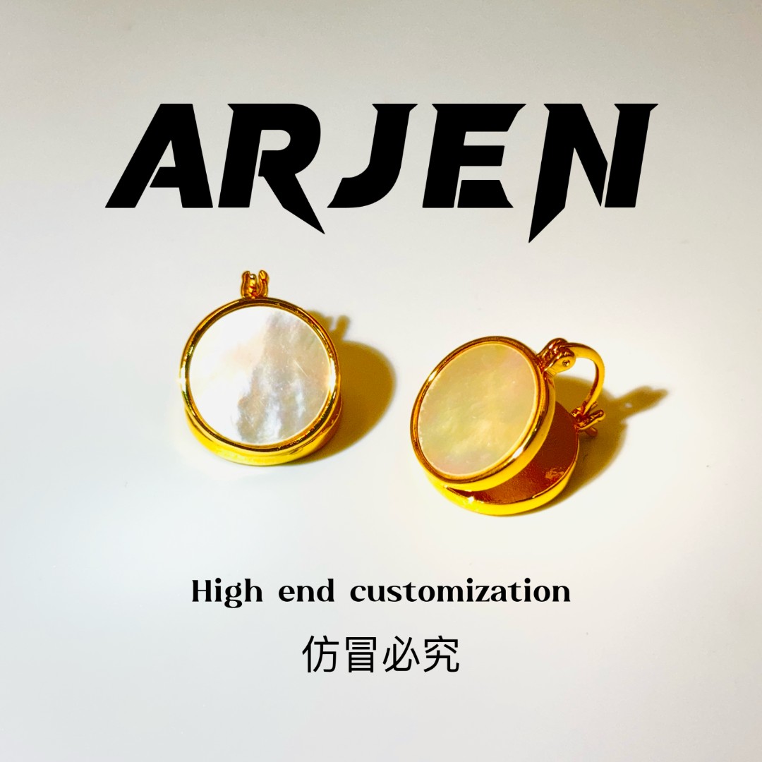 铜合金耳饰 【门店788】圆贝耳钉气质轻奢时尚百搭简约E5
