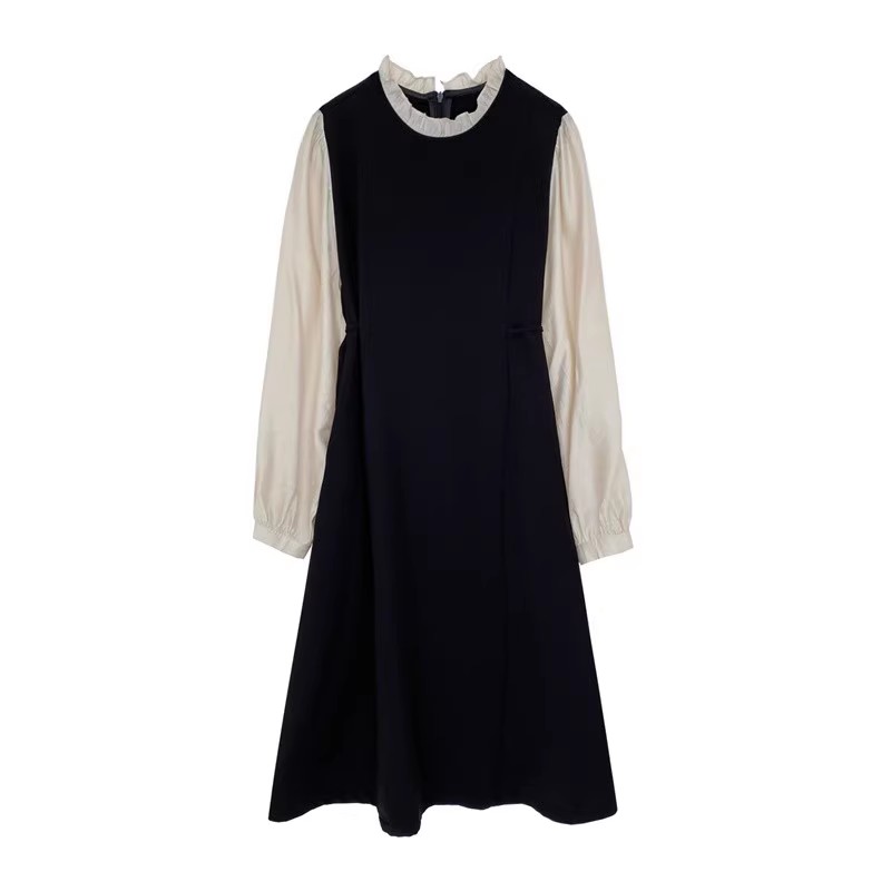 【大眼妹儿专属】大码女装名媛假两件a连衣裙胖mm显瘦赫本风小黑裙