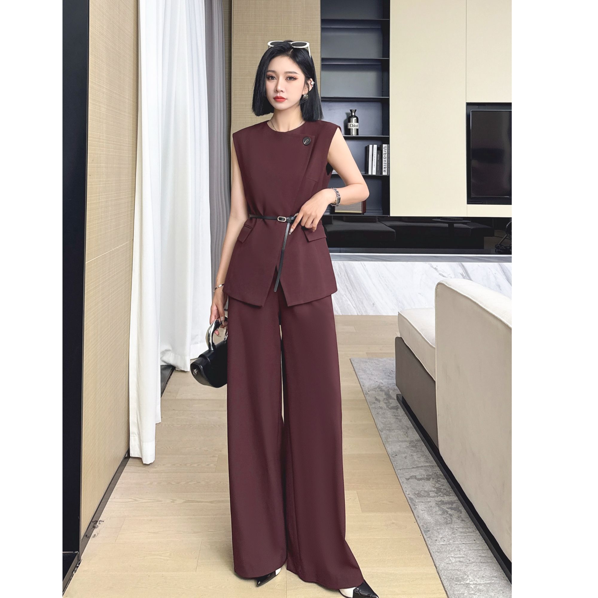 【9月新品】秋季新款套装上衣+裤子 无袖气质时尚女士套装 AL23