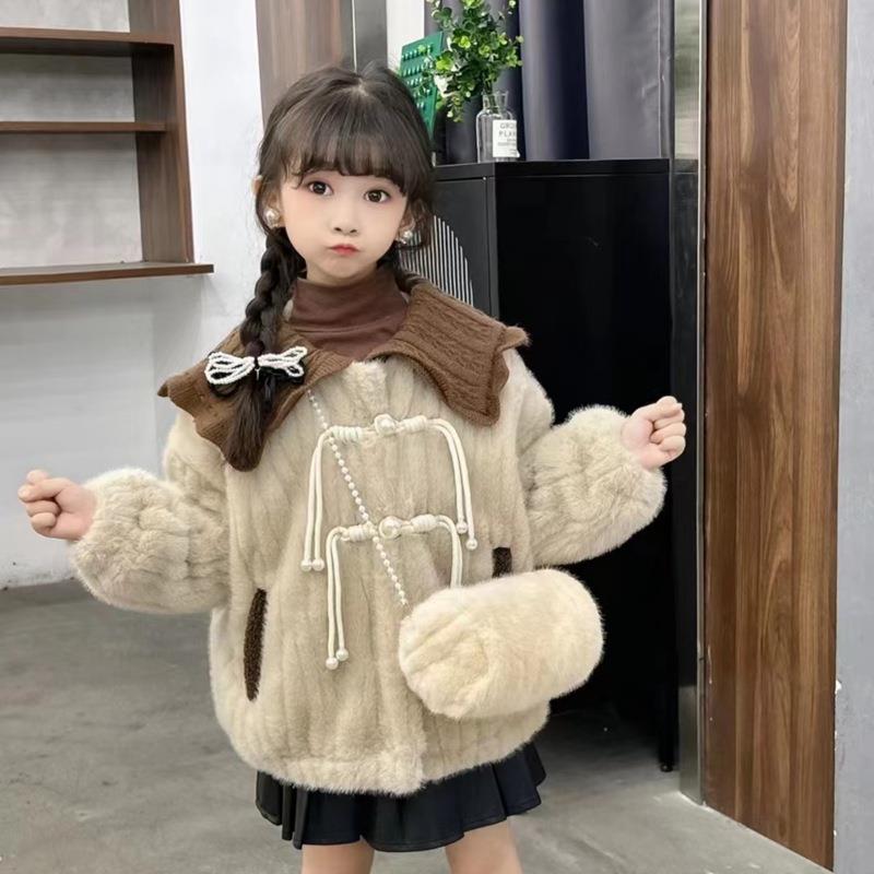 朵美巴拉巴拉宝宝女童加绒外套2023新款韩版童装儿童冬装小香风衣