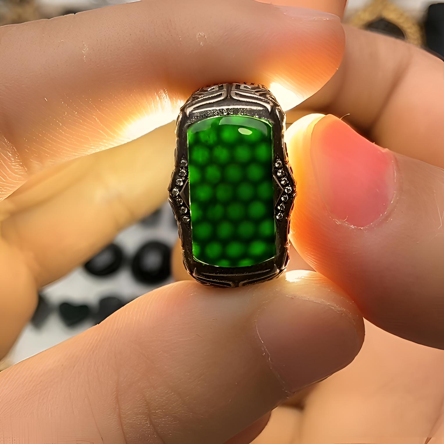 天然墨翠马鞍男戒老坑冰种辣眼绿帝王绿满绿高冰种