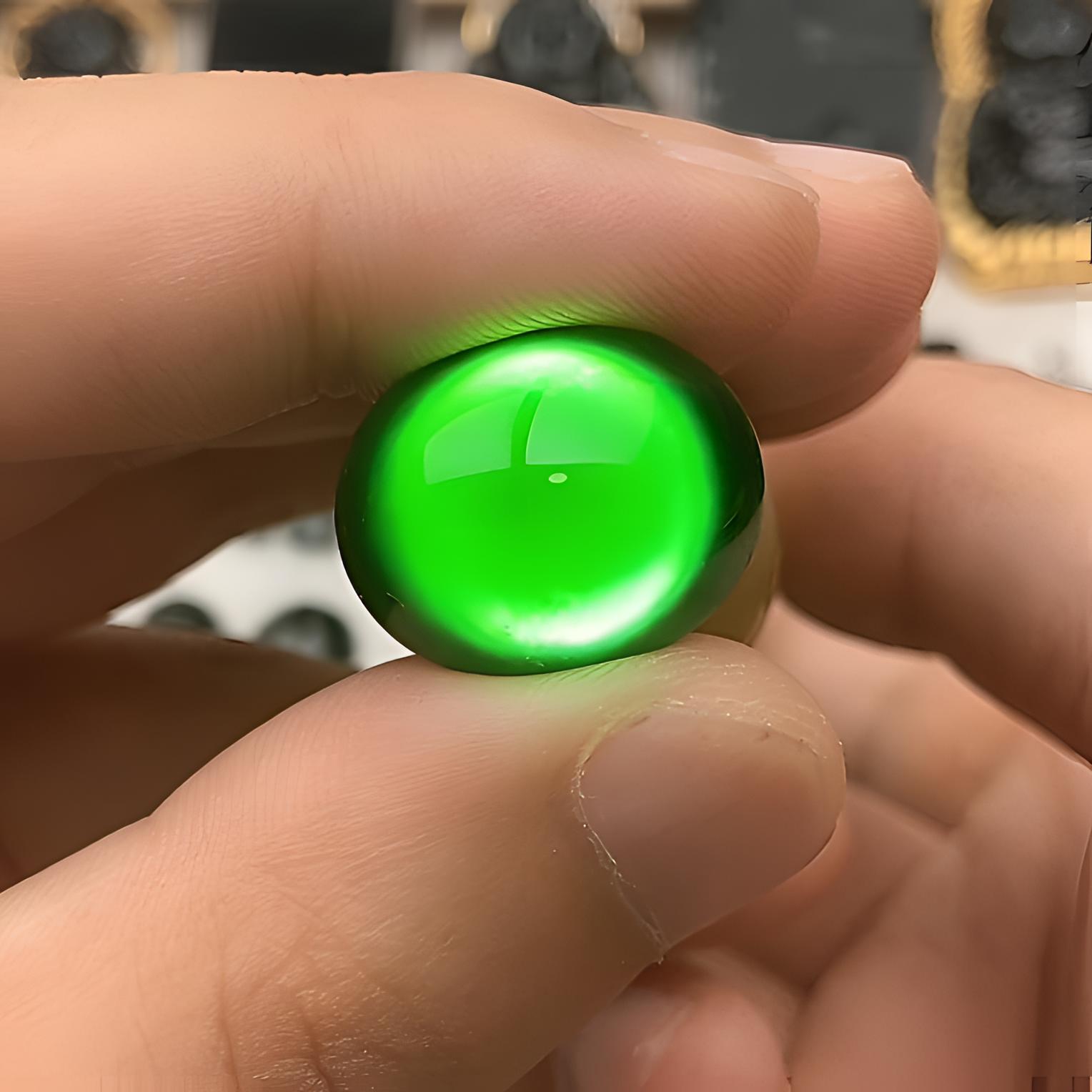 缅甸天然墨翠椭圆蛋面戒面女款男款镶嵌高冰情侣大女王