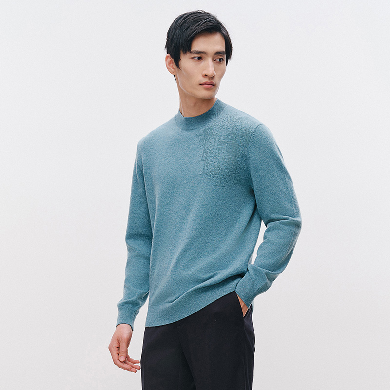 卡尔丹顿秋冬新款男士羊绒衫套头毛衣针织衫圆领打底KDBW44117RA
