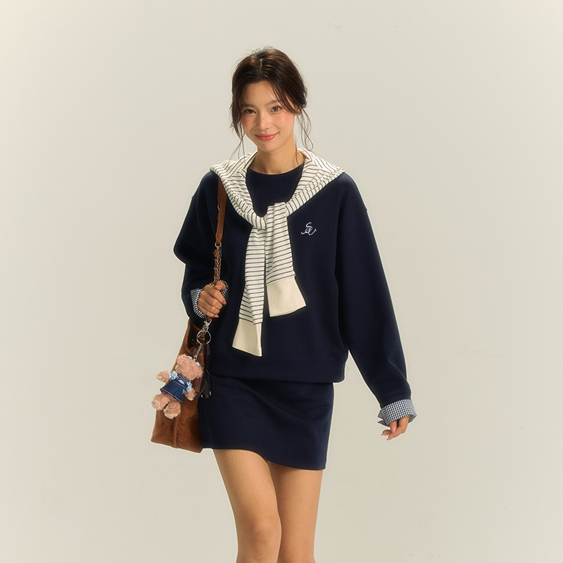 【博主专属】iNSLiiSA格纹拼接撞色套装女小个子短裙韩系两件套