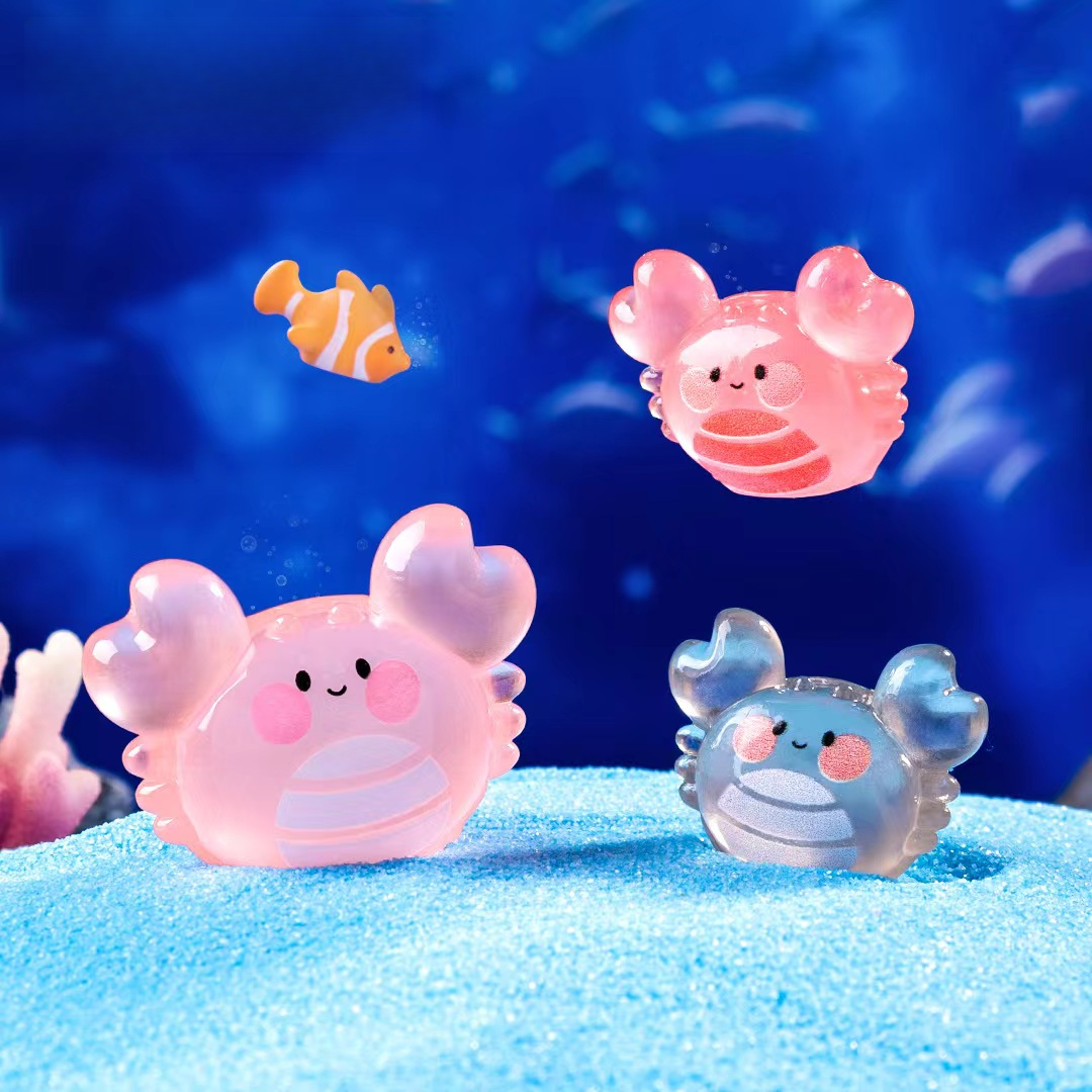 【许愿+六宫格】微景观可爱夜光小螃蟹 立体装饰品盲袋挂配件摆件