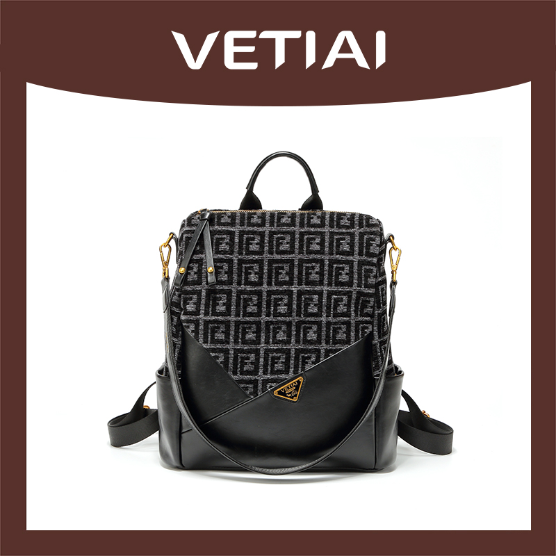 VETIAI温如暖风-字母印花时尚双肩包