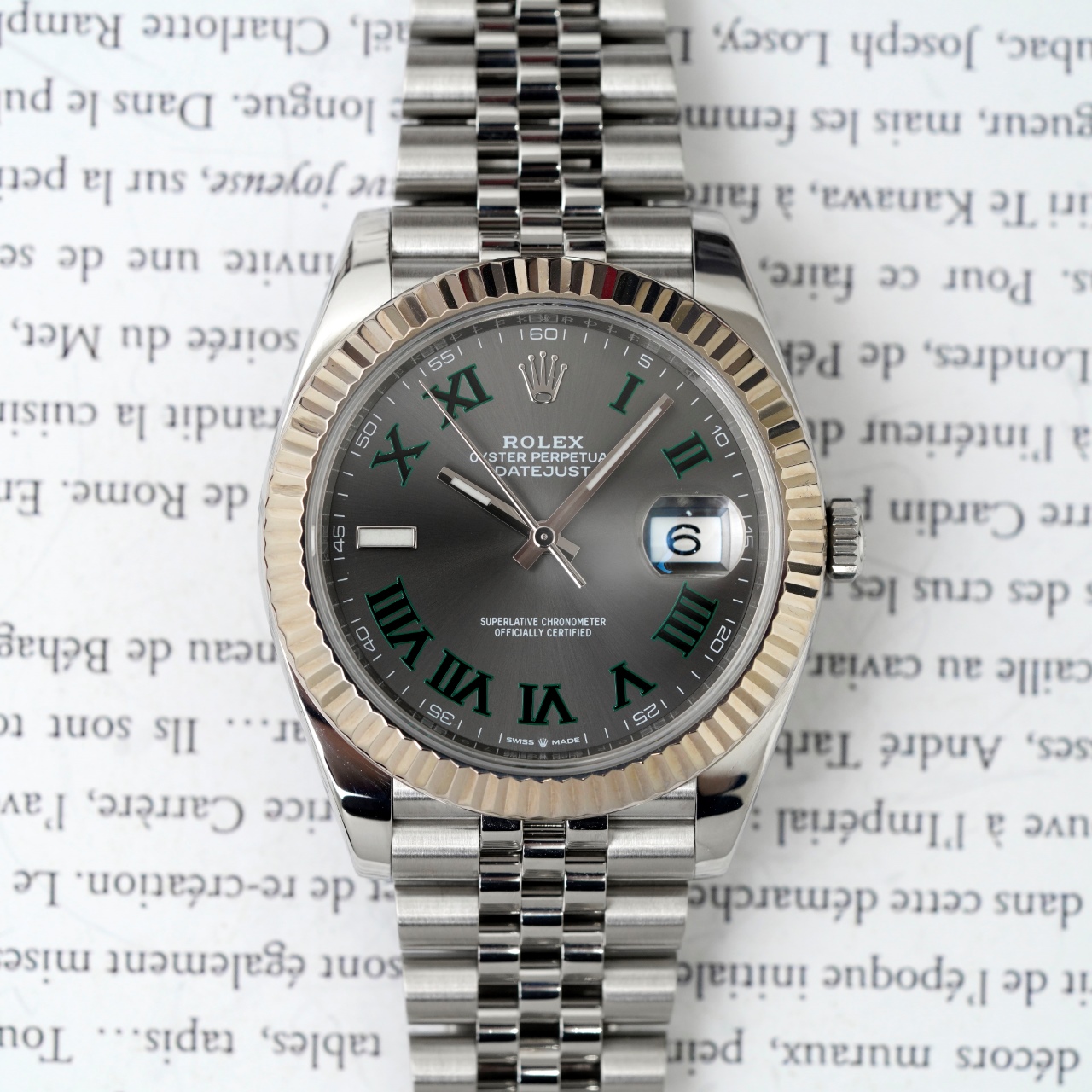 95新 Rolex/劳力士 23年日志型126334绿罗灰盘男士经典自动机械表