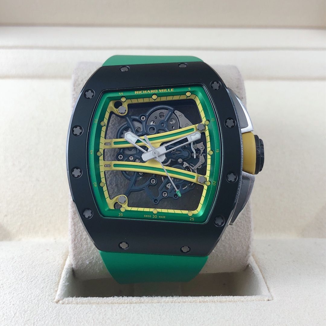 95新 理查德米尔 19年RM 61-01绿跑道黑陶瓷男士镂空经典机械腕表