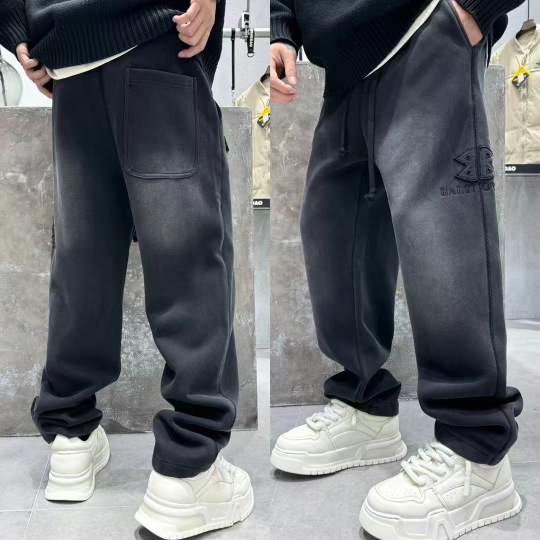 秋季新款高品潮牌男士直筒裤百搭阔腿宽松时尚运动潮流休闲裤