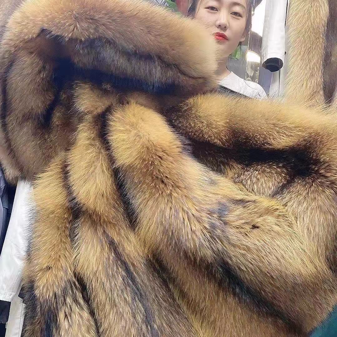 秋冬加厚派克服冬季新款女款王中王时尚保暖上衣服长款皮风衣皮衣