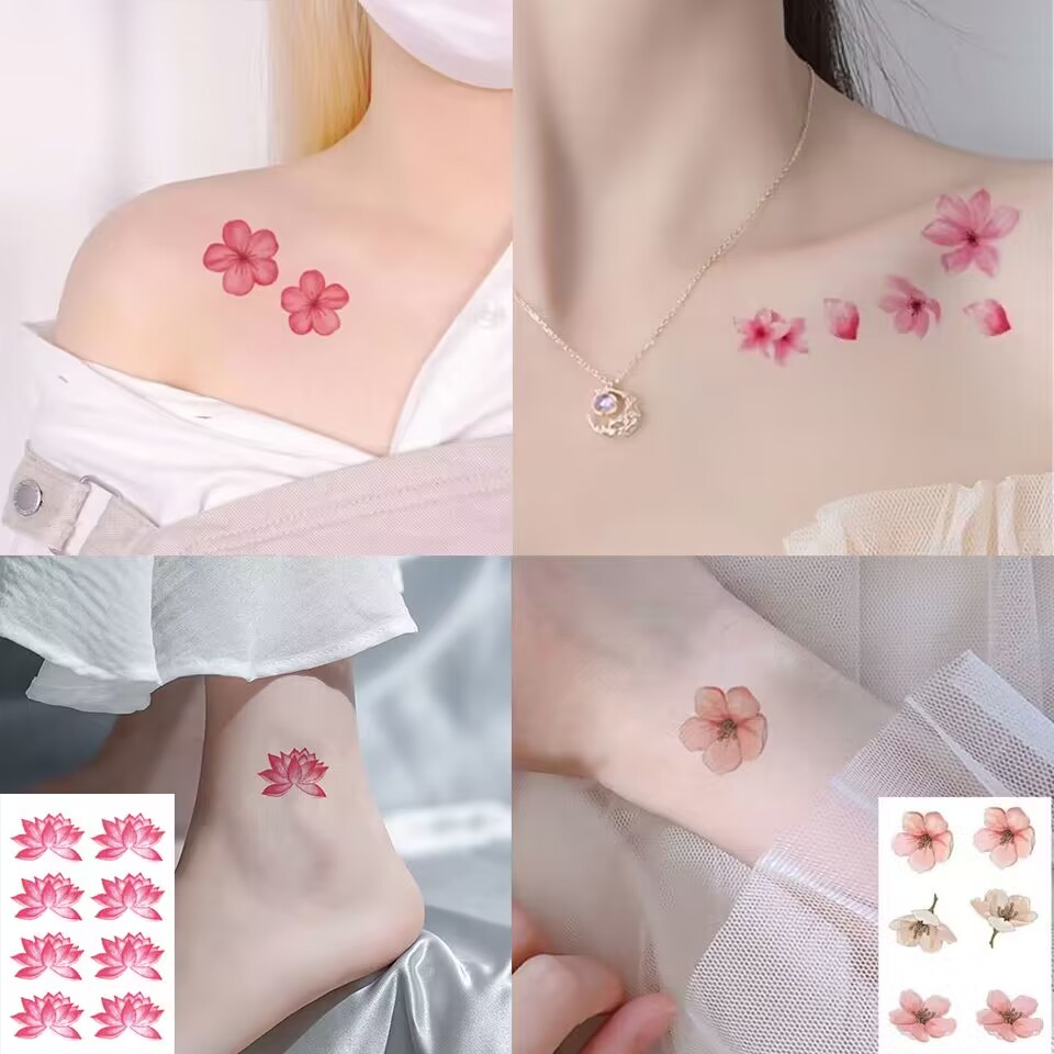 纹身贴防水女持久花朵仿真ins风网红遮瑕锁骨性感胸前手臂脚踝贴