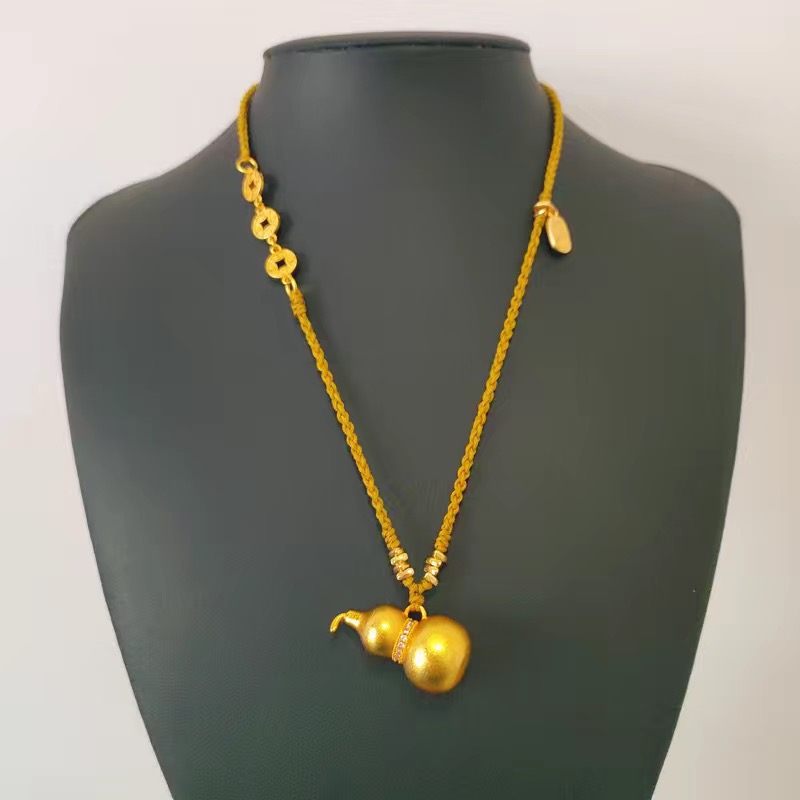 合金吊坠  CHEN XI【晨玺】 手工时尚 编绳 实心 点钻葫芦吊坠项链 