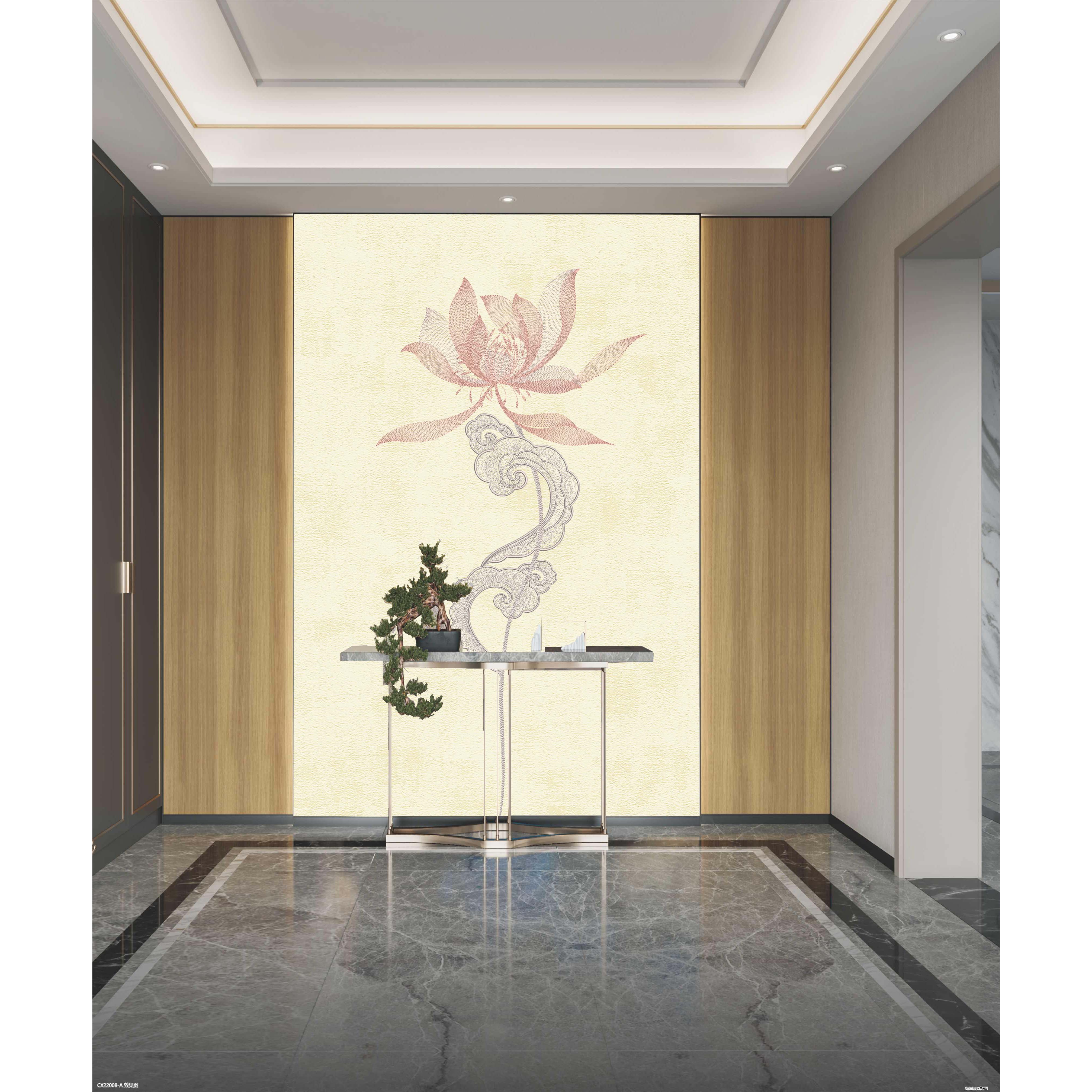 木绣冰清玉洁新中式玄关刺绣背景