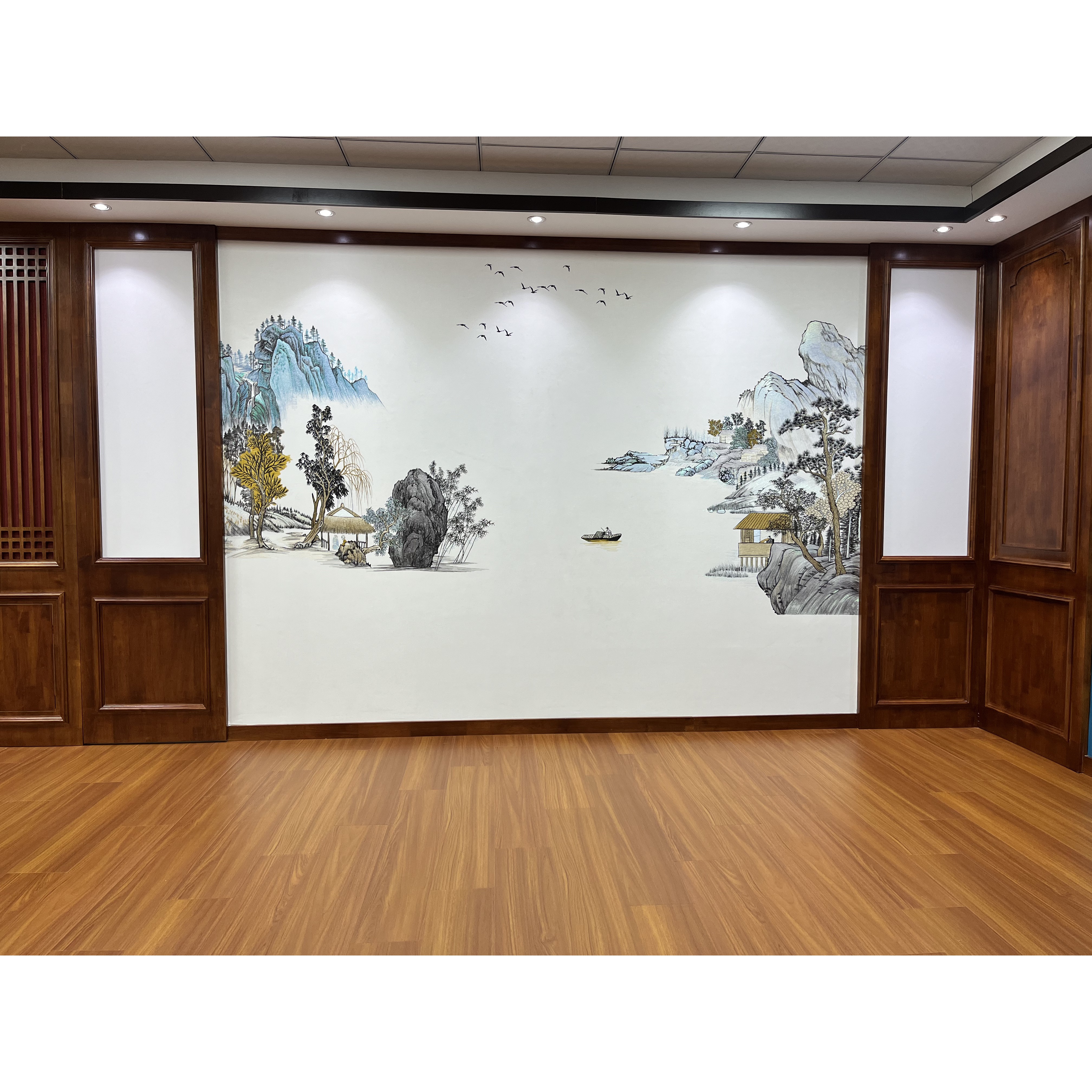 木绣源远流长高端定制款新中式独秀背景墙布