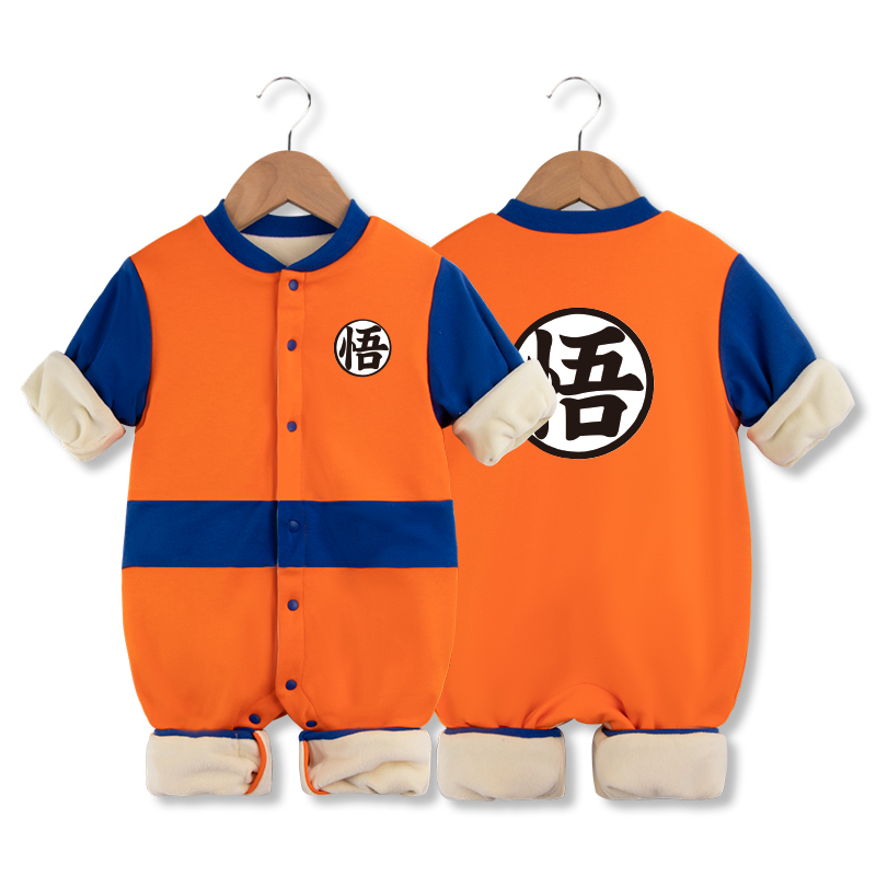 秋冬婴儿衣服悟空七龙珠长袖加绒加厚保暖男宝宝新生儿连体衣冬季