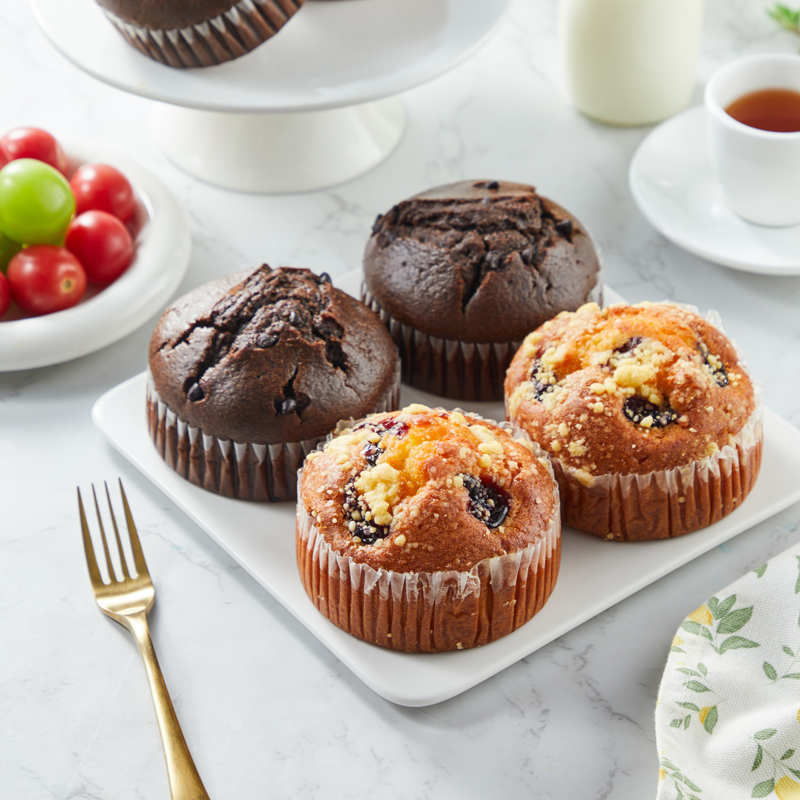 麦臻选 玛芬双拼蛋糕 (蓝莓+巧克力) 6个 900g