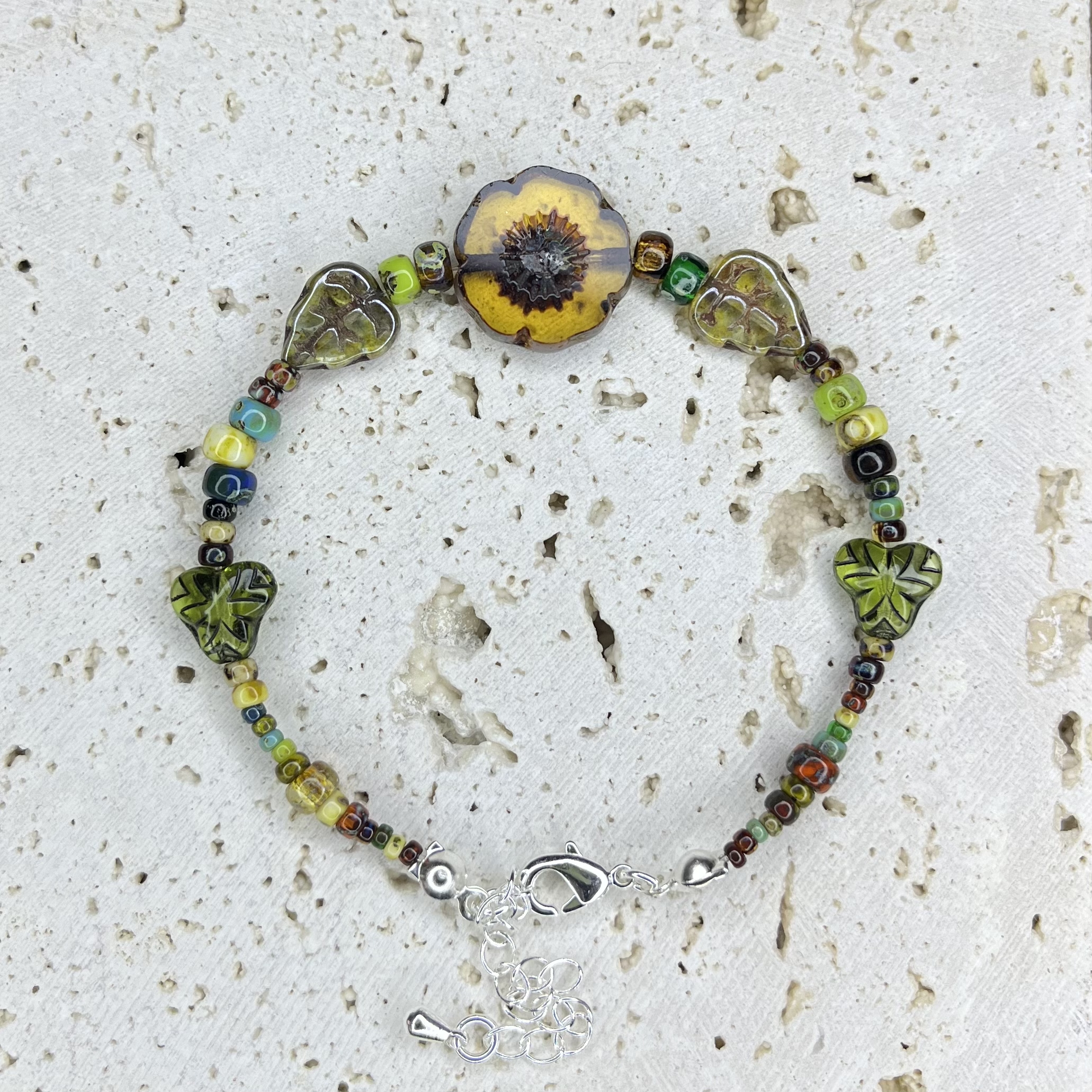 合金琉璃手链 【孤品】复古森系原创设计捷克琉璃手链百搭手工