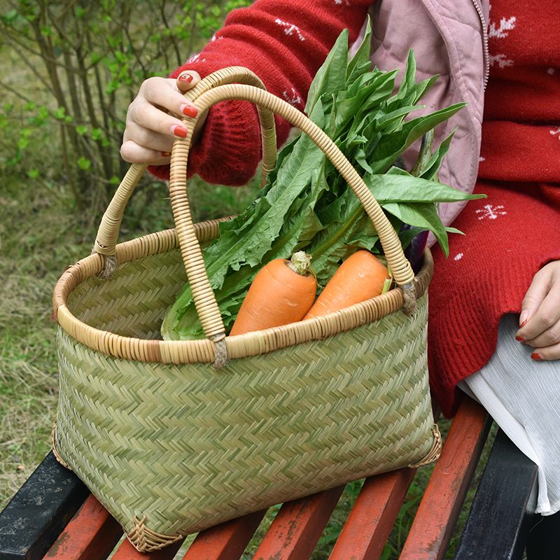 竹编收纳购物篮手提包买菜