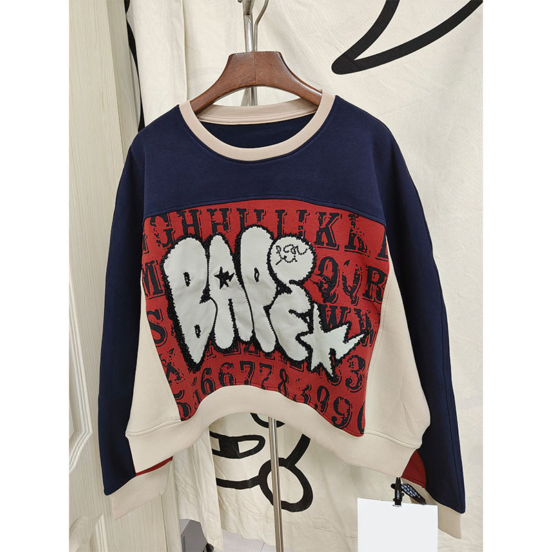 重工外套秋冬2024新款上衣欧货潮牌宽松显瘦长袖时尚潮流卫衣女