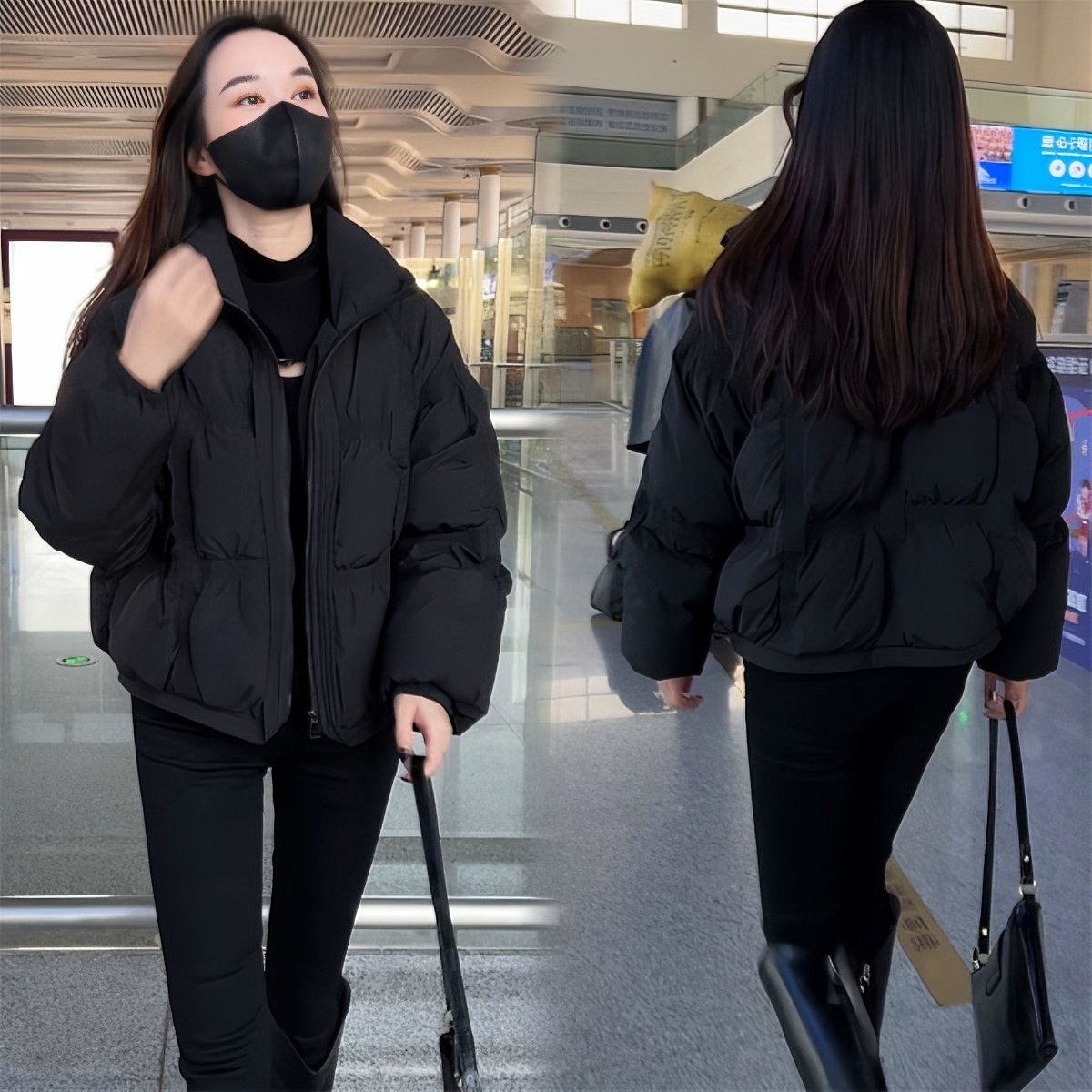 JL.若瑶|2023新时尚小个子短款外套休闲百搭黑色宽松韩版冬季623