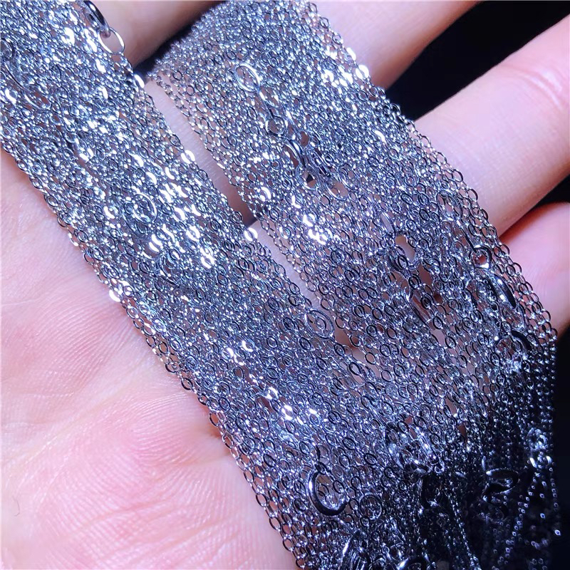 链子925银 S925纯银爆闪O字链媲美K金项链链尾，下单备注默认银色