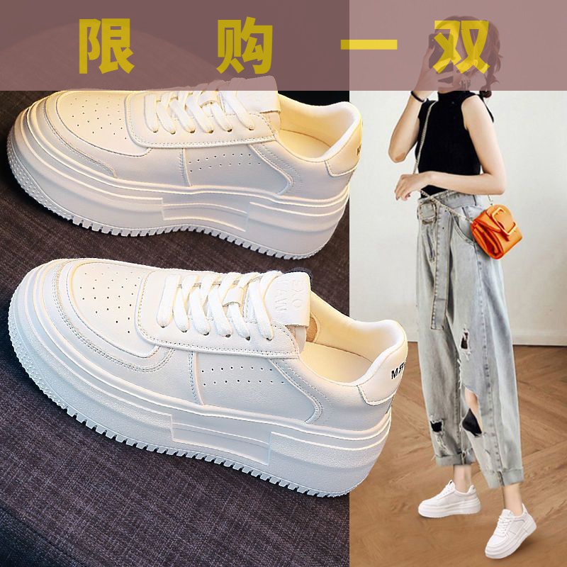 红蜻蜓牌厚底小白鞋女2023春秋新款ins潮百搭显脚小松糕休闲运鞋