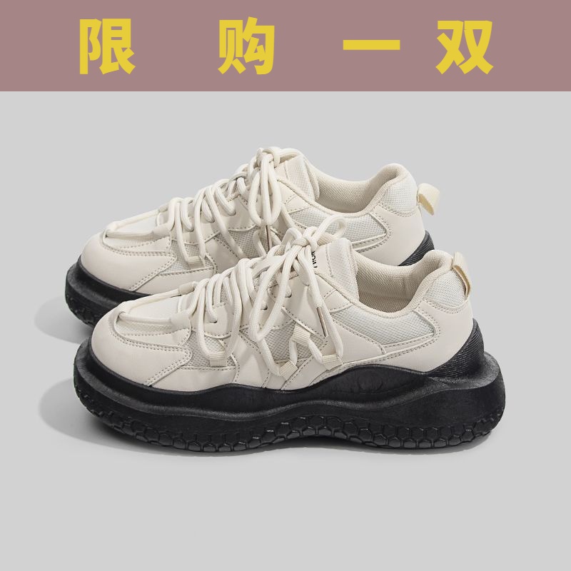红蜻蜓牌复古厚底老爹鞋女2023新款加绒小众设计增高运动鞋女秋鞋