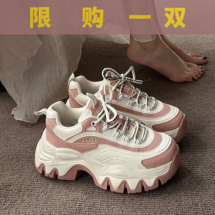 红蜻蜓牌爆款老爹鞋女厚底23新款百搭小个子增高运动鞋潮流松糕鞋