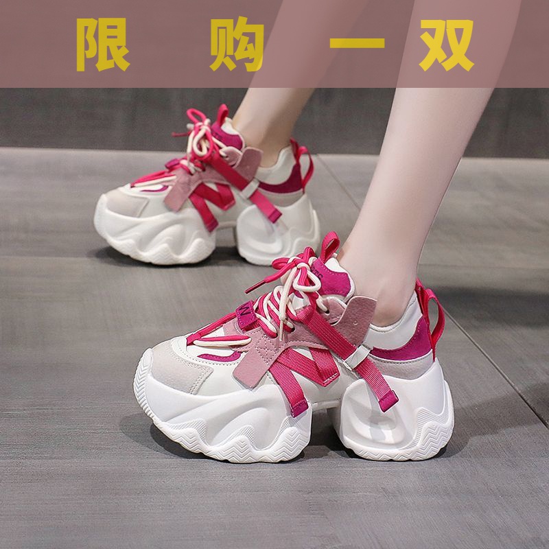 红蜻蜓牌老爹鞋超轻女2023年秋冬新款网红小众百搭厚底8cm女时鞋