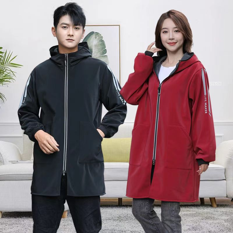 加绒加厚带帽正穿衣男女户外上班工作围裙居家厨房做饭防油污罩衣