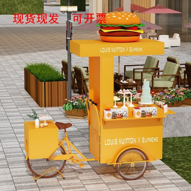 移动贩卖车景区移动售货奶茶小吃车定制摆摊移动小推车个性餐车