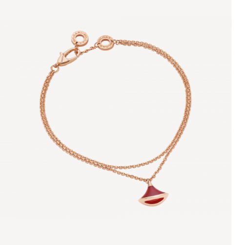 99新 BVLGARI/宝格丽 DIVAS’ DREAM 18K玫瑰金 红玉髓 小扇子手链