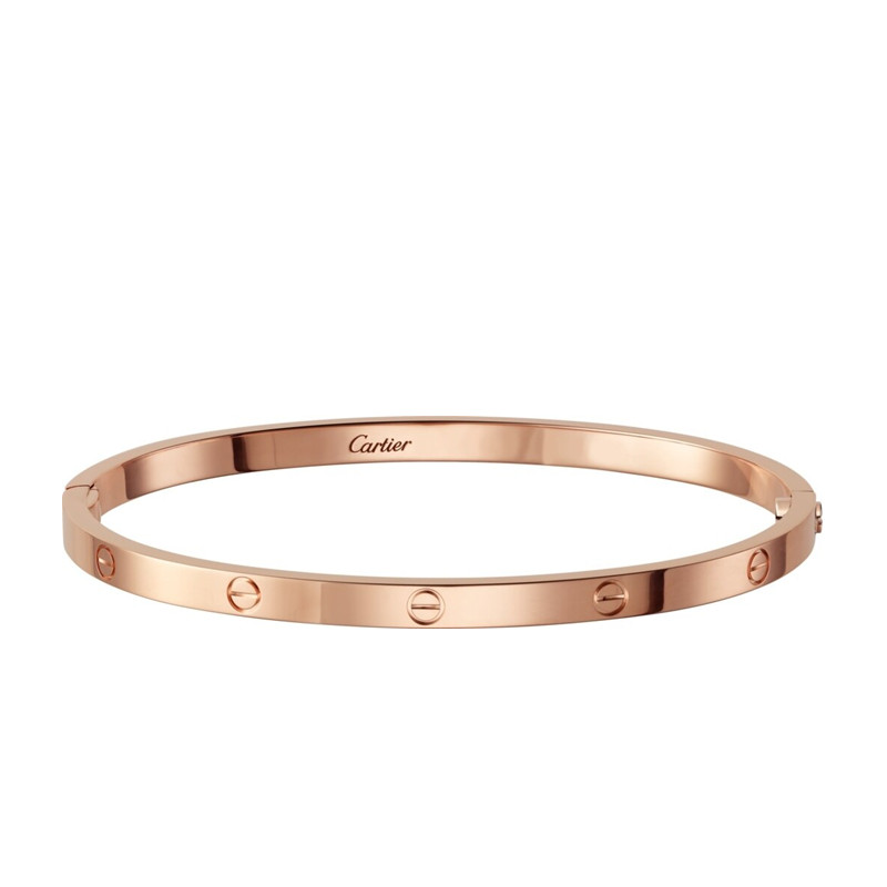 99新 Cartier/卡地亚 LOVE系列  玫瑰金  窄版 无钻 手镯（全尺寸）