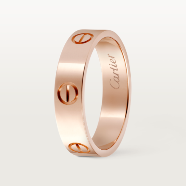 99新 Cartier/卡地亚 经典 LOVE 系列 18K玫瑰金 宽版 无钻  戒指