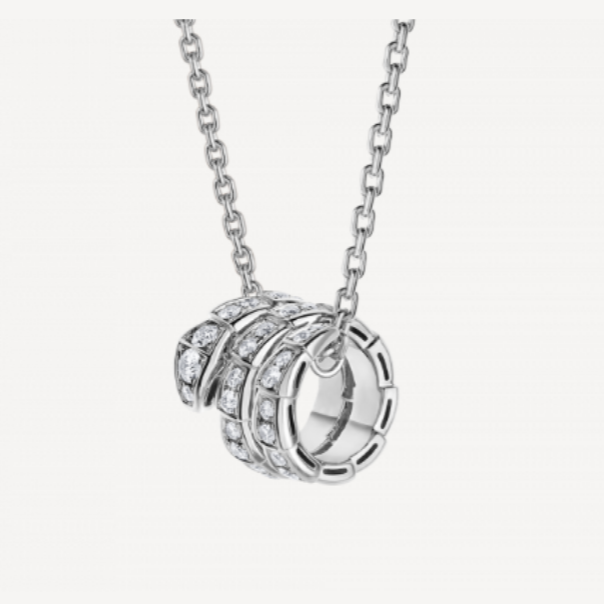 99新 BVLGARI/宝格丽 SERPENTI系列 18k金 蛇形 满钻 项链 灵蛇  