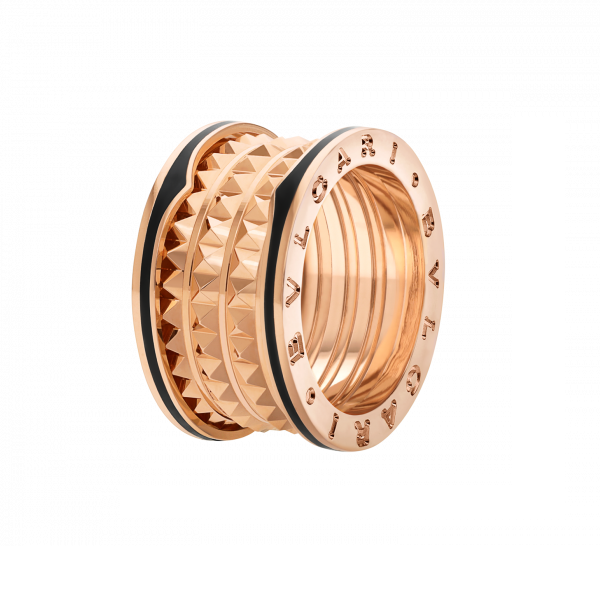 99新 BVLGARI/宝格丽 玫瑰金 rock齿轮 新款 四环 戒指/公价27200