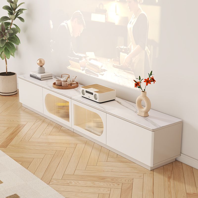 奶油风电视柜茶几组合简约现代法式实木奶白色电视机柜落地柜边柜