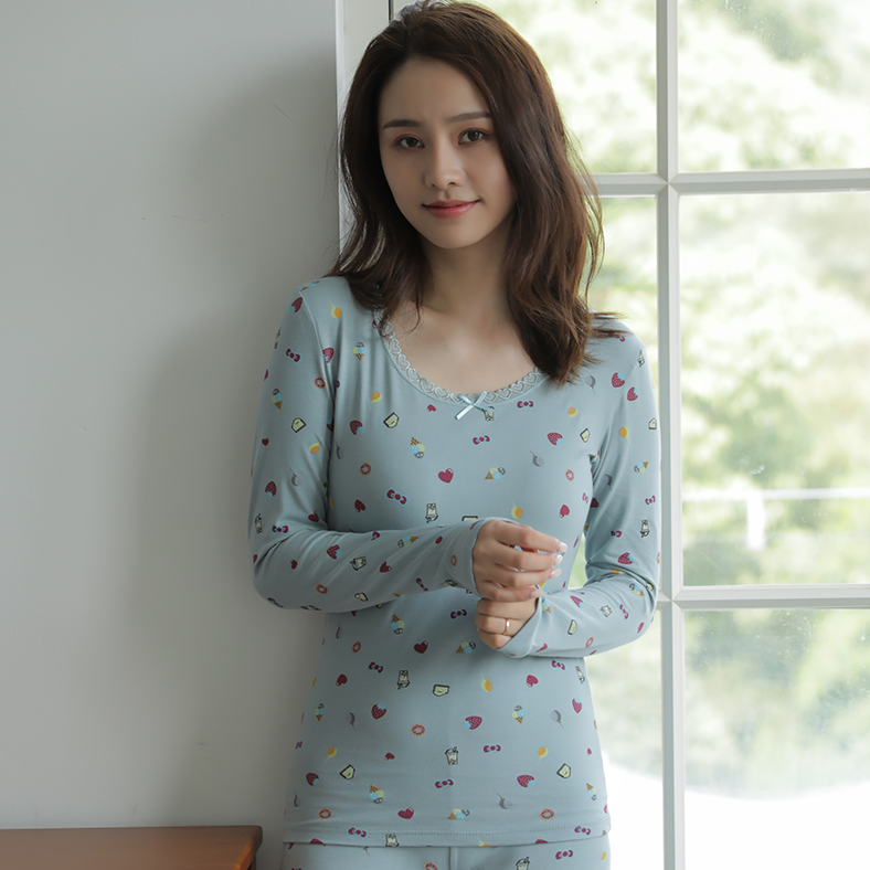 秋冬女士保暖内衣长袖长裤打底内搭秋衣秋裤薄款贴身内衣套装306