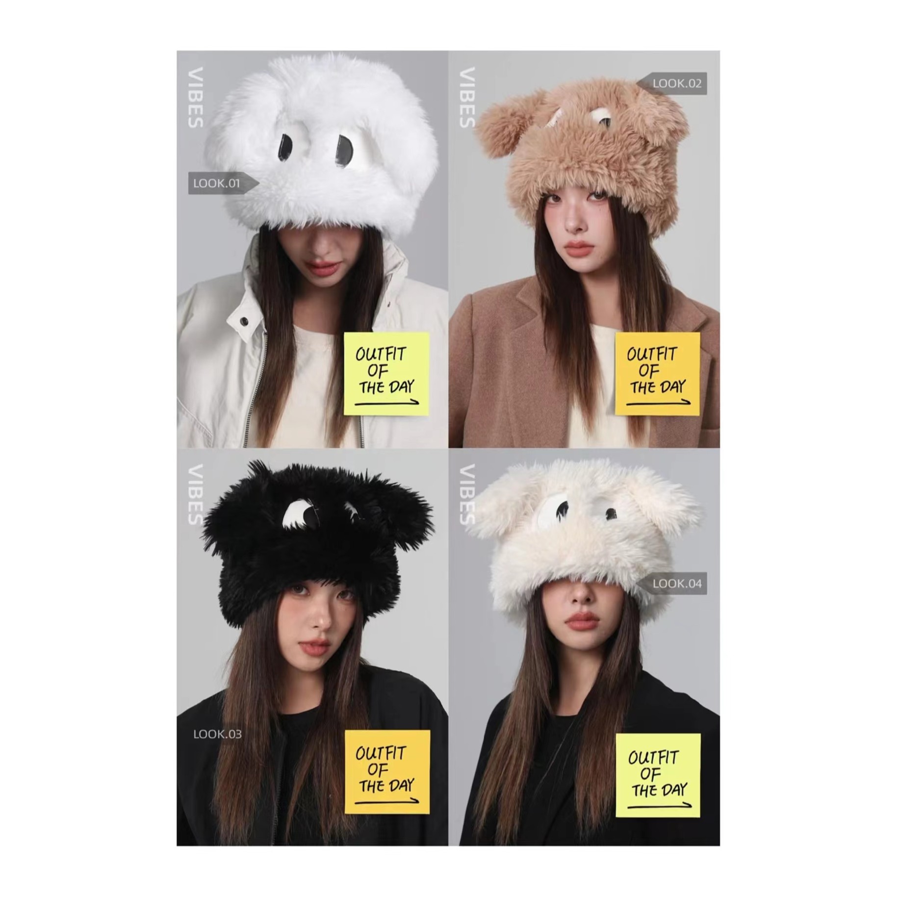 网红款可爱搞怪小狗耳朵渔夫帽男女毛茸茸秋冬毛绒绒帽子冬季冷帽