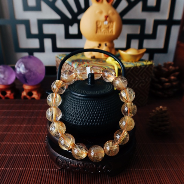 【悦玺】M042组合链接天然毕业级精品净体金发晶钛晶水晶手串手链