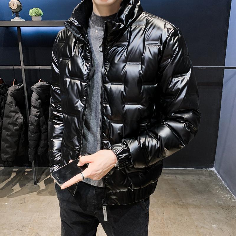 乐乐亮面轻薄羽绒羽绒服短款冬季新款户外潮流加厚保暖立领男RT
