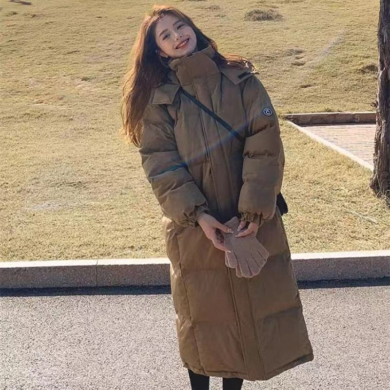2023年新款羽绒服女长款过膝羽绒服服韩版学院风加厚羽绒服冬
