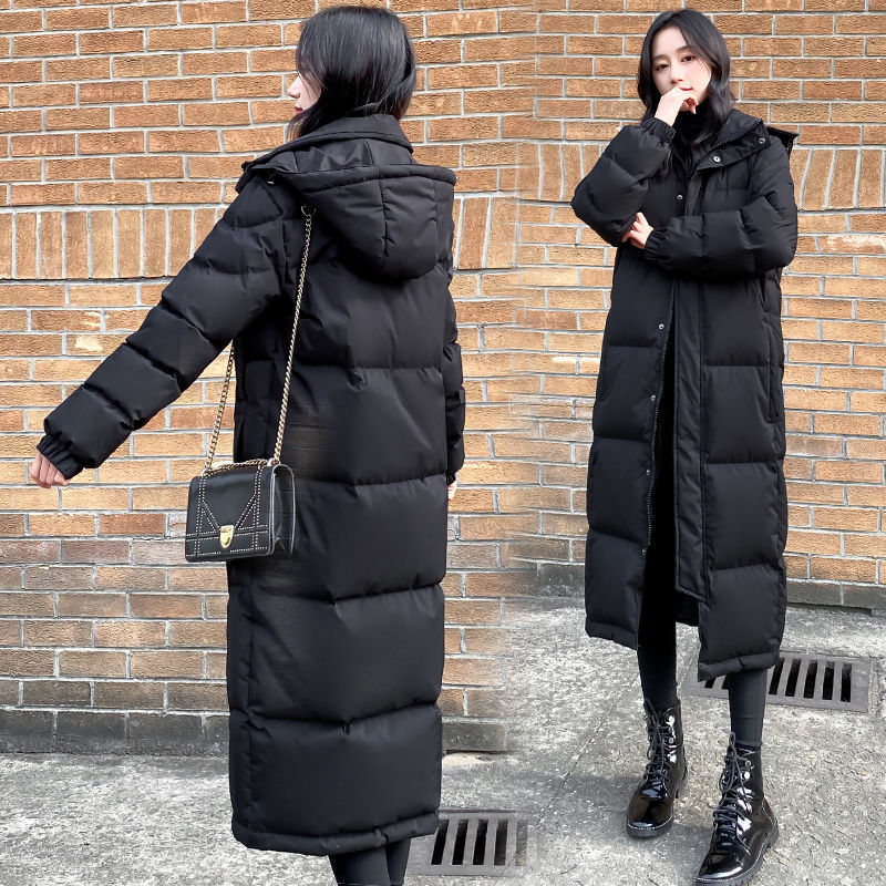 冬季新款黑色羽绒服年新款女冬情侣加厚长款棉袄长过膝到脚踝