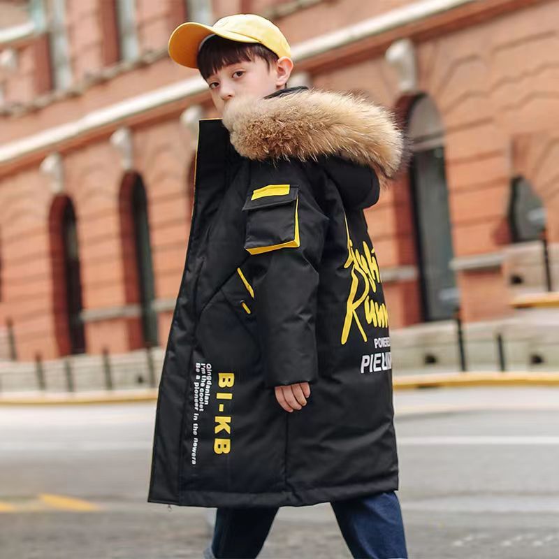 乐乐羽绒服2023新款爆款男款童中大童中长款加厚衣袄韩版季儿童