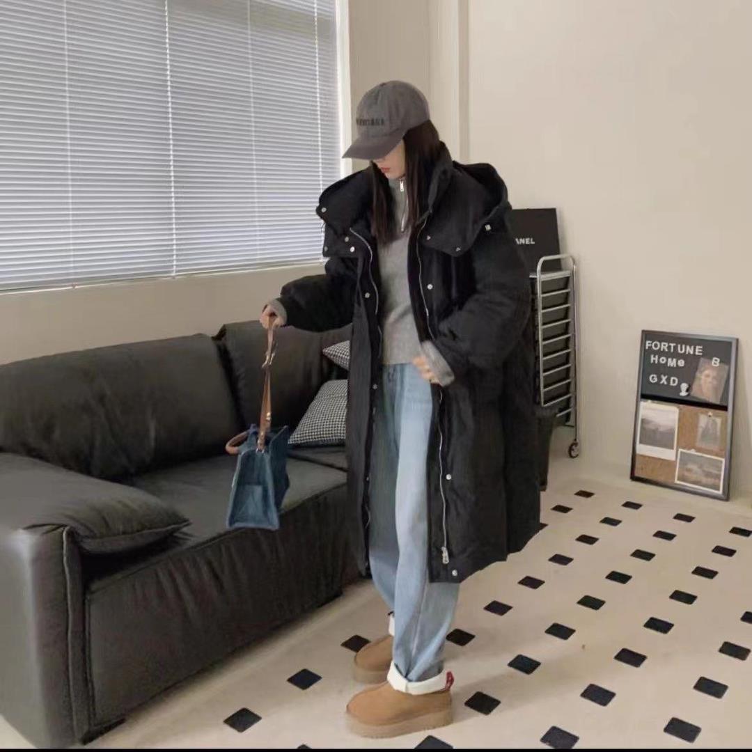 小个子加厚连帽羽绒服女2023冬季新款韩版宽松面包服长款羽绒棉