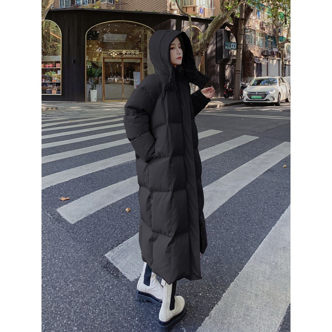 羽绒服服女2023冬装韩版过膝棉袄高个子170超长款到脚踝棉