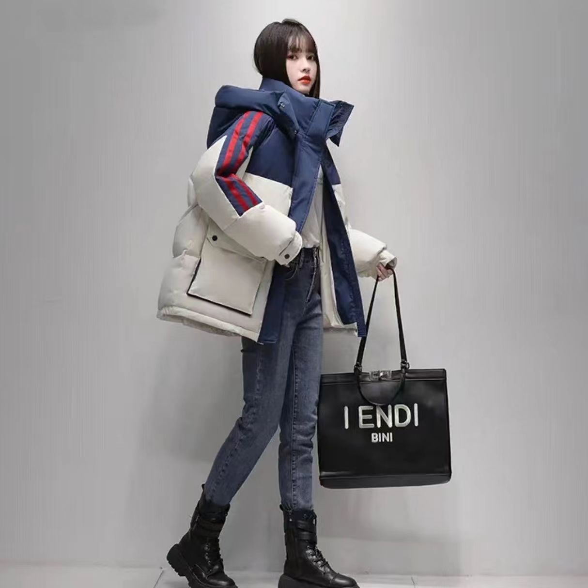 新款羽绒服羽绒服女2023年冬季抖音网红新款撞色韩版宽松保暖学